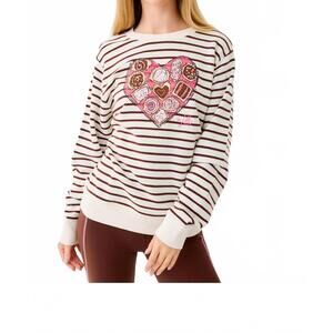 NEW LILLY PULITZER ballad cotton sweatshirt in french roast box of chocolates em